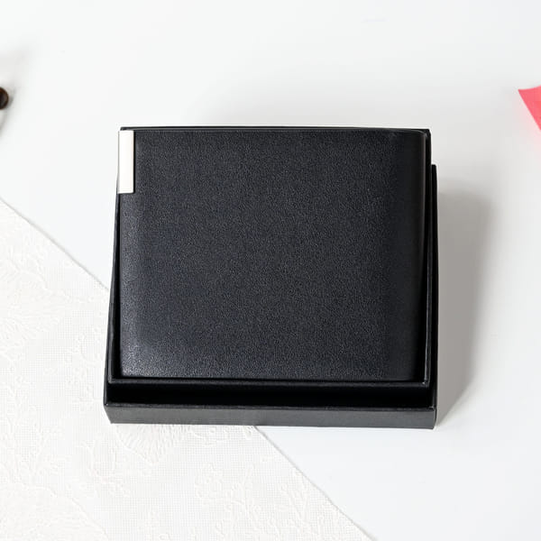 Classic PU Leather Black Bifold Wallet for Him