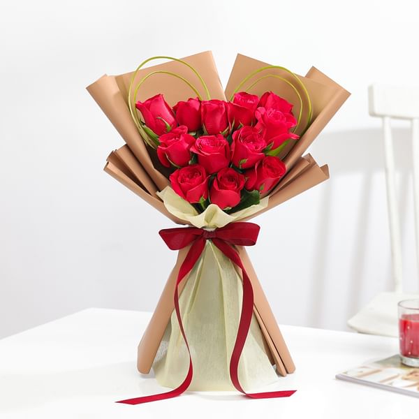 Classic Romance Red Rose Anniversary Bouquet