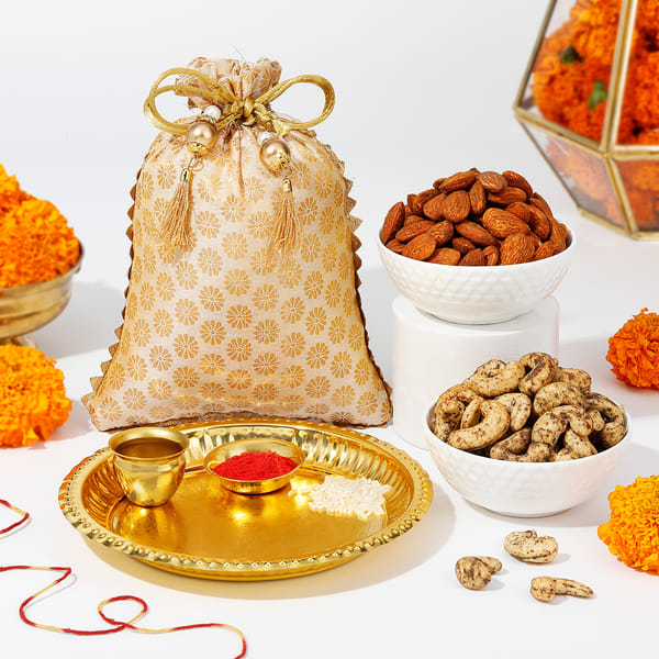Classy Treats In Golden Potli Bhai Dooj Hamper