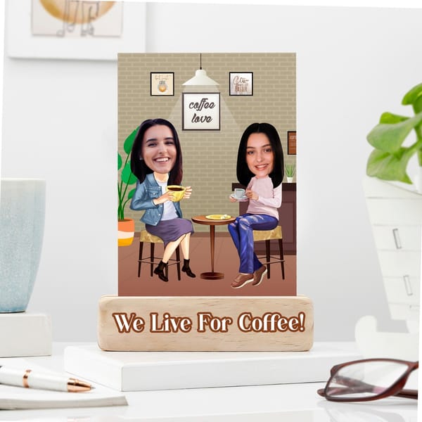 Coffee Lovers Personalized Galentine's Caricature