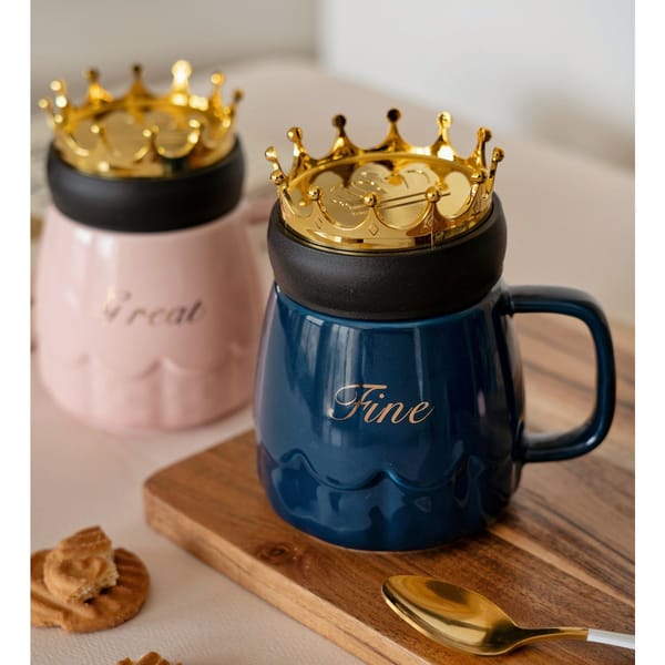 Coffee Mug With Crown Lid - Positive Words - Single Piece