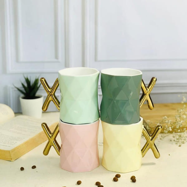 Coffee Mug - X Shaped Handle - Ceramic - 350ml