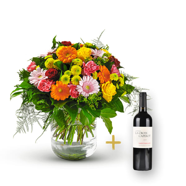 Colorful bouquet with St-Emilion