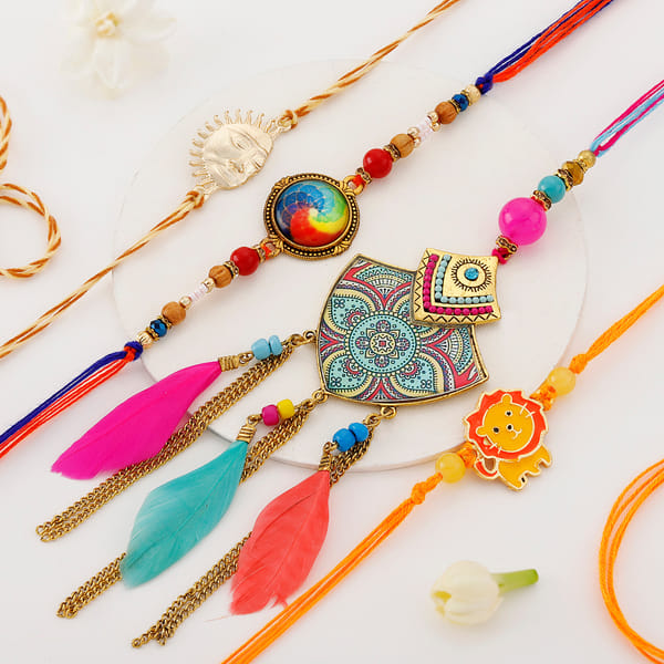 Colour Burst Family Rakhi Set Of 4