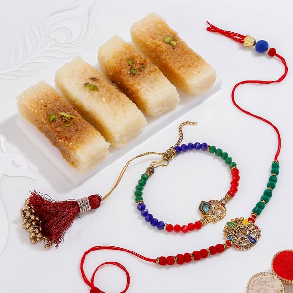 Colourful Bhaiya Bhabhi Rakhi With Sweets