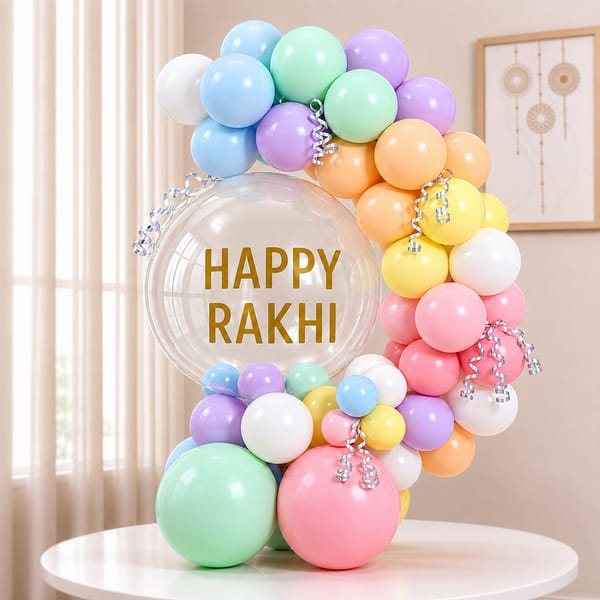 Colourful Happy Rakhi Balloon Arrangement