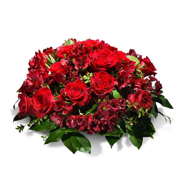 Condolence centrepiece in red shades