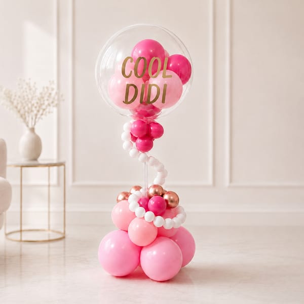 Cool Didi Pink Gold Balloon Arrangement for Rakhi
