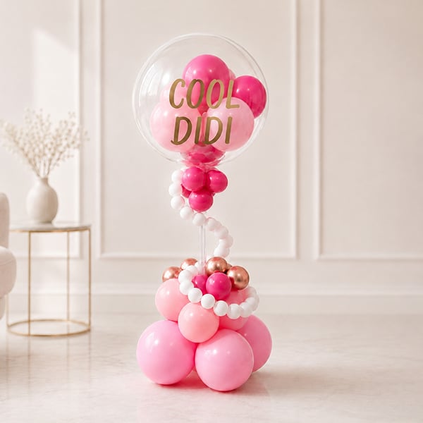 Cool Didi Pink & Gold Balloon Bouquet for Rakhi