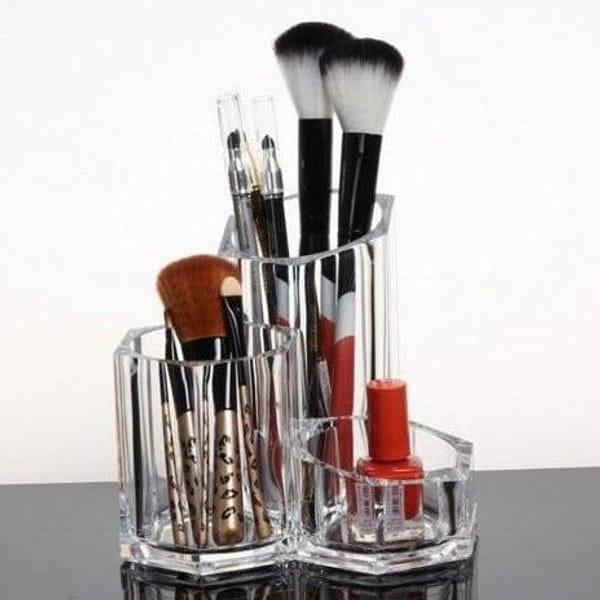 Cosmetic Organizer - 3 Compartment - Acrylic - Single Piece