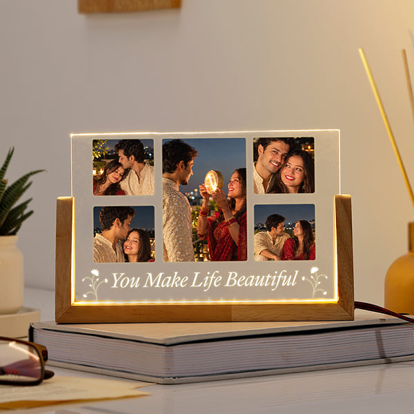 Couple Personalized LED Photo Frame for Karwa Chauth