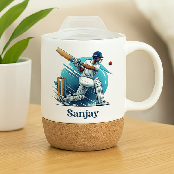 Cricket Fan's Personalized Mug with Cork Base
