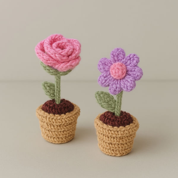 Crochet Blooms Mini Rose And Daisy Set Of 2