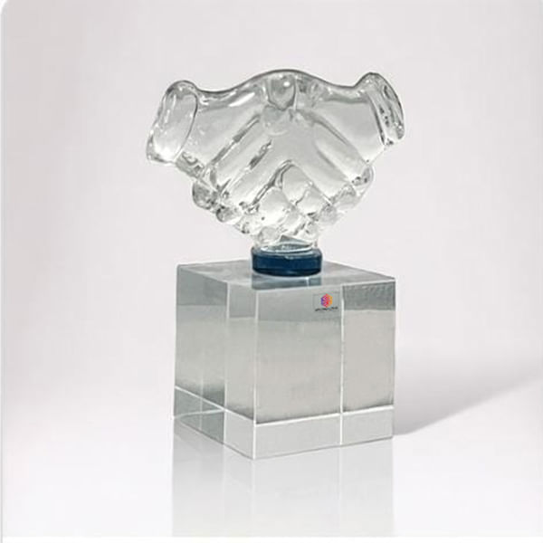 Crystal Handshake Trophy