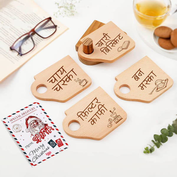 Cup Shaped Coasters Secret Santa Gift - Set Of 4