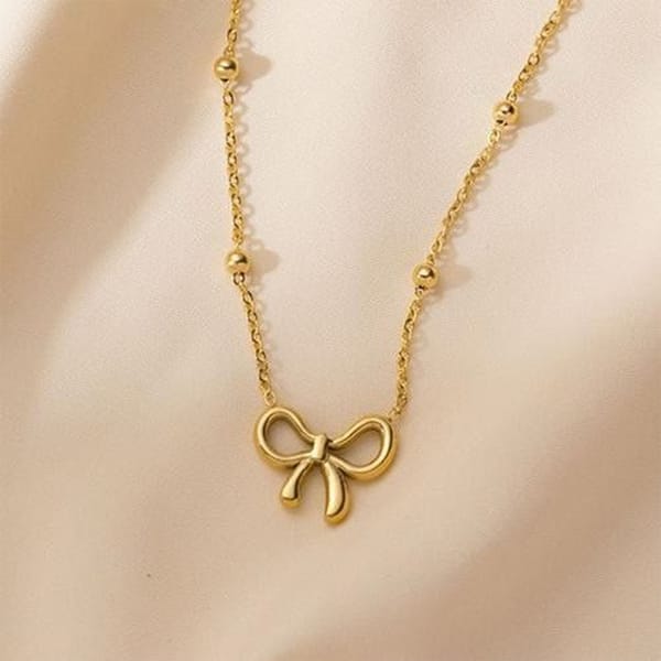 Cute Bow Gold Necklace