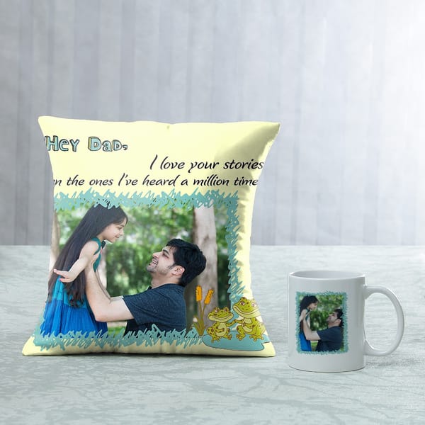 Daddy Stories Personalized Cushion & Mug Combo