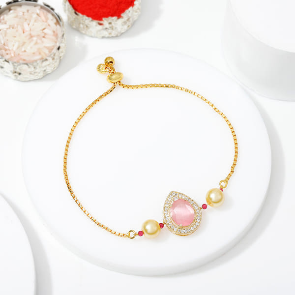Dazzling Pear-Cut Stone Bracelet Rakhi