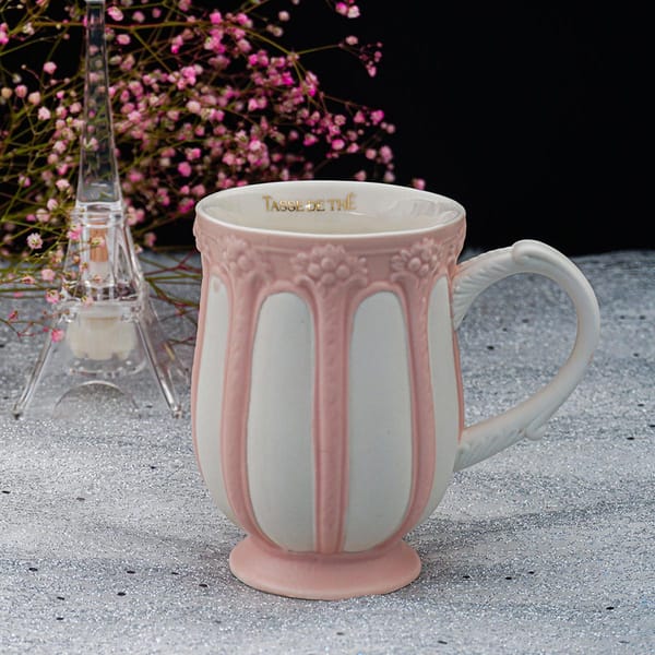 Decorative Vintage Porcelain Tea And Coffee Mug  - Vertical Stripes