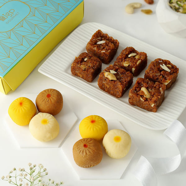 Delectable Assorted Peda And Dodha Barfi Combo