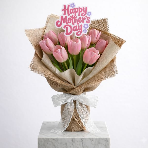 Delicate 10 Pink Tulip Bouquet For Mother's Day