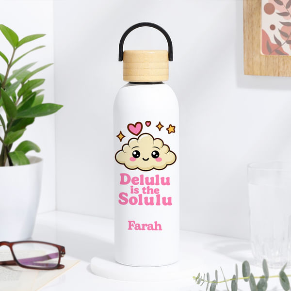 Delulu Personalized Matte White Water Bottle