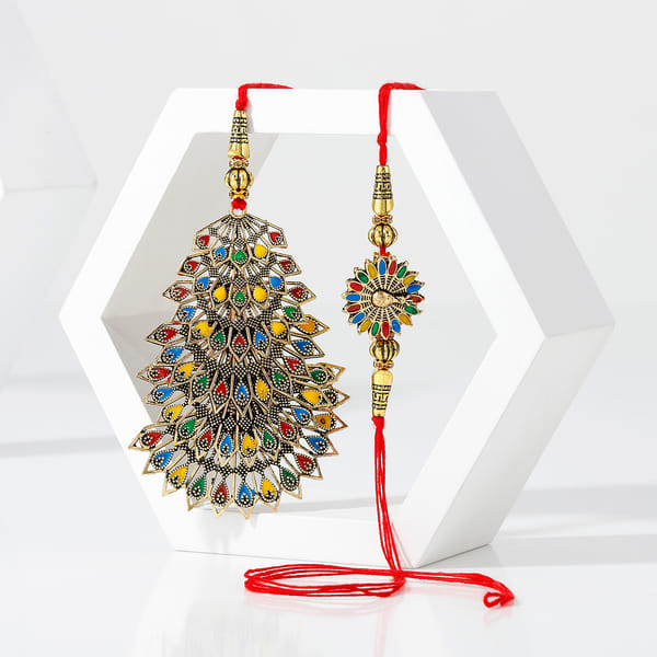 Designer Bhaiya Bhabhi Rakhi with Meena Work