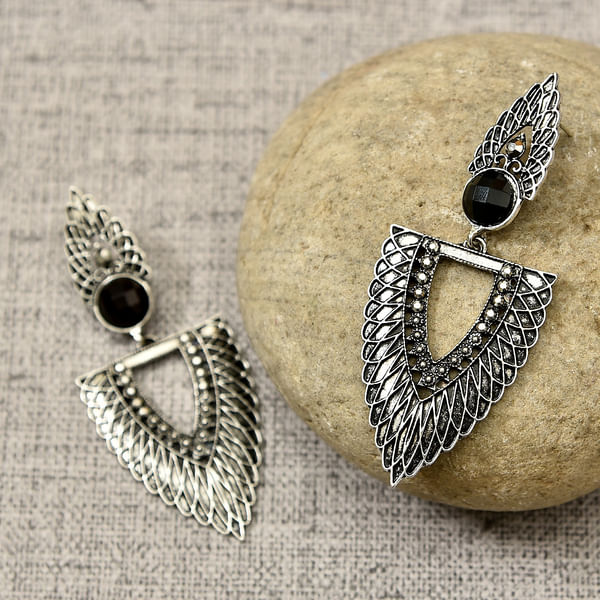 Designer Silver Oxidised Earrings