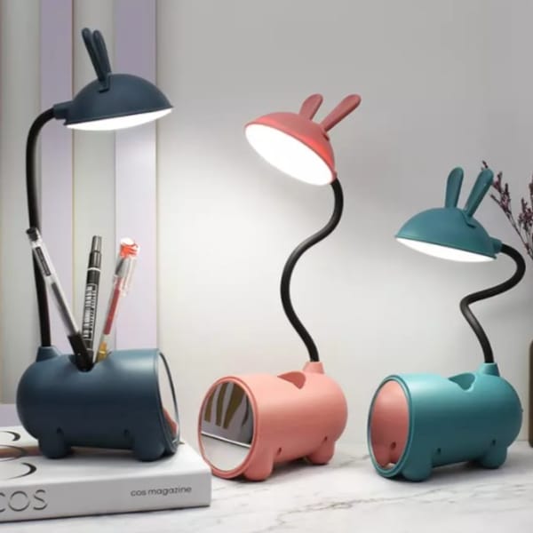 Desk Lamp With Mirror - Bunny - Plastic - Single Piece