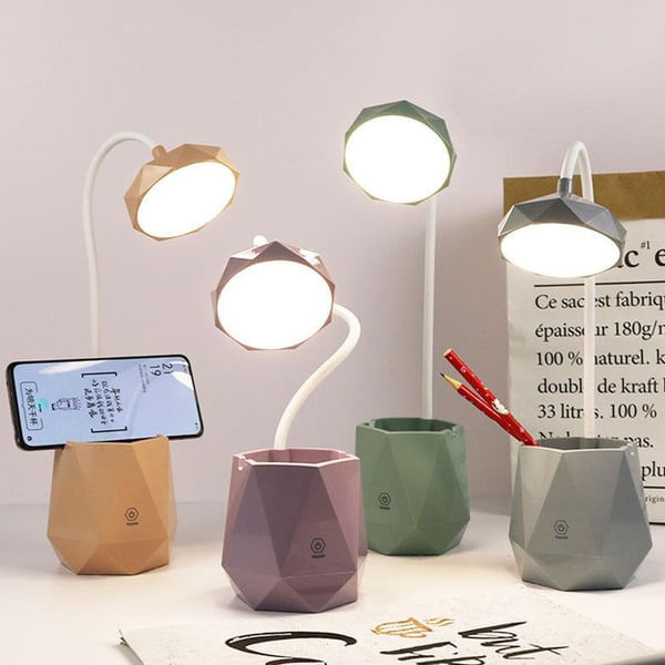 Desk Lamp With Organizer - Geometrical Shape - Single Piece