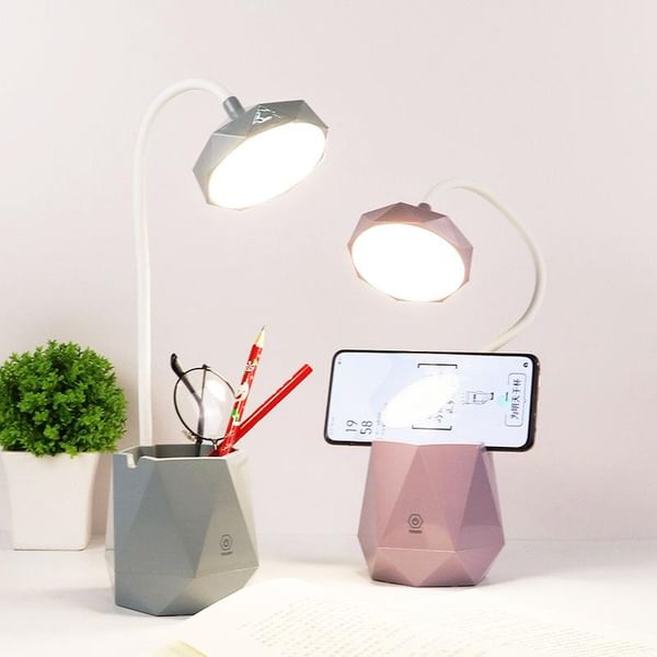 Desk Lamp With Organizer - Geometrical Shape - Single Piece