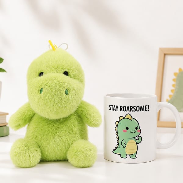 Dino Mug and Soft Toy Gift Set for Rakhi