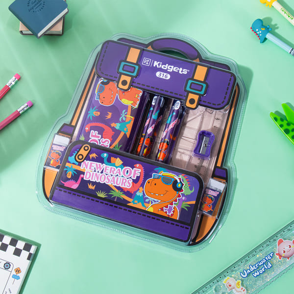 Dino Rakhi Stationery Set for Kids - Assorted 13 pcs