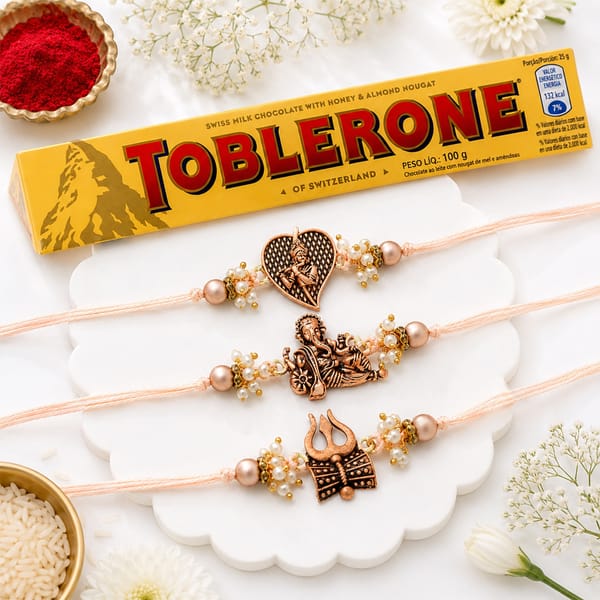 Divine Antique Pearl Rakhi Set with Toblerone
