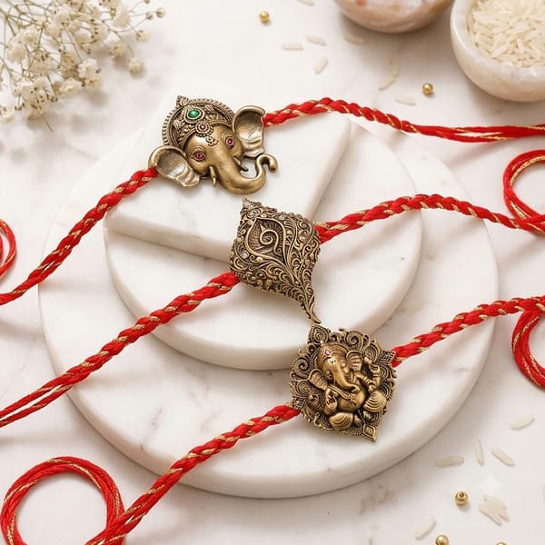 Divine Button Cover Convertible Rakhi - Set of 3