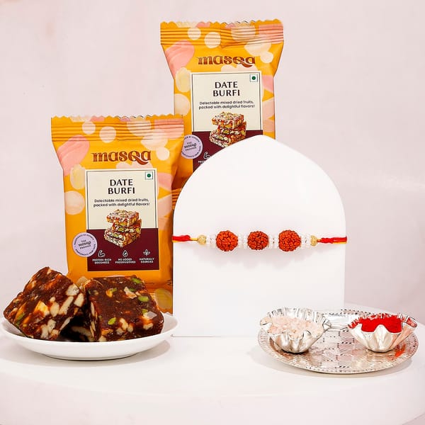 Divine Rudraksh Rakhi with Date Barfi Bites