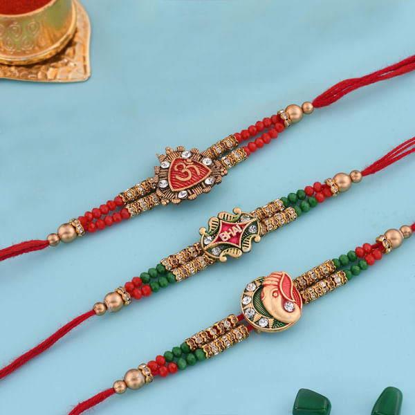 Divinity Antique Metal Rakhi (Set of 3)