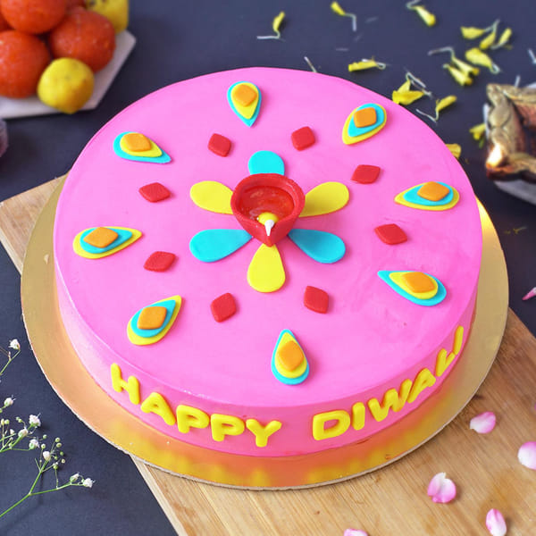 Diwali Floral Diya Cake