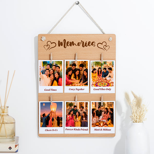 Diwali Memories Personalized Wooden Photo Hanging