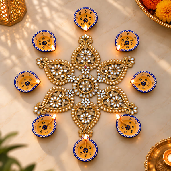 DIY Rangoli with Diwali Diya Set