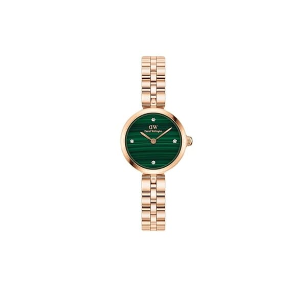 DW Elan Analog Watch for Women Watch with Green Round Dial & Rose Gold Bracelet Band