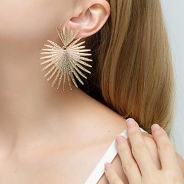 Earrings - Fan Pattern - Gold Tassel - Juju Joy