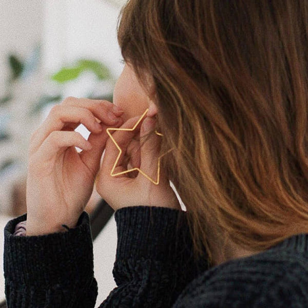 Earrings - Incomplete Star Hoop - Gold - Juju Joy