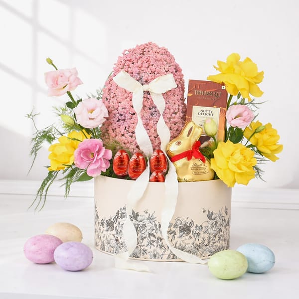 Easter Blooms & Lindt Bunny Milk Chocolate Gift Box
