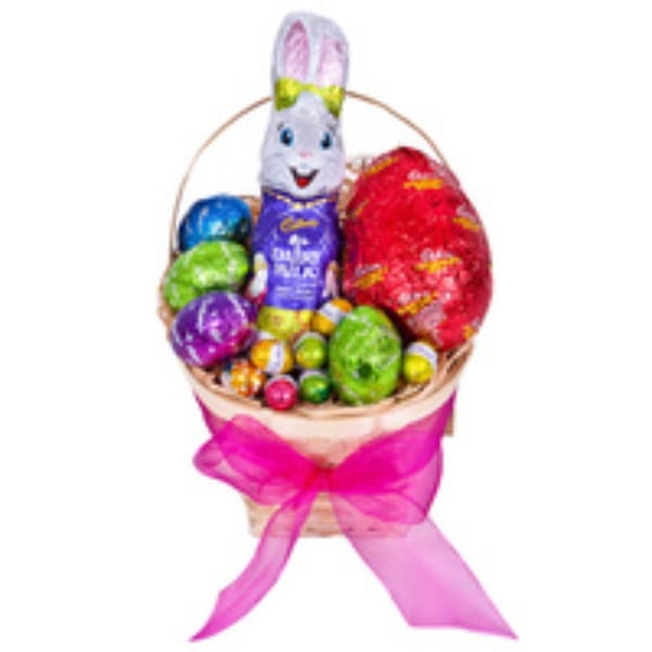 Easter Chocolate Hamper with Bunny, Eggs, and Solid Chocolate Eggs