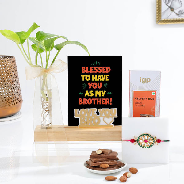 Elegant Kundan Rakhi Hamper