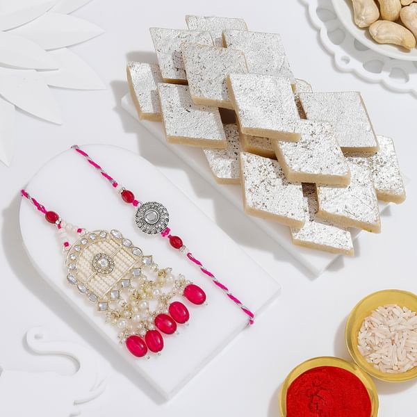 Elegant Mehrab Bhaiya Bhabhi Rakhi Combo