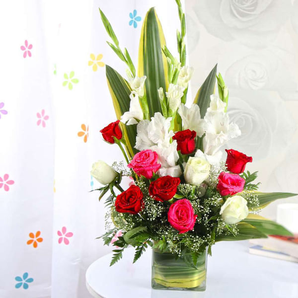 Elegant Roses And Lily Arrangement