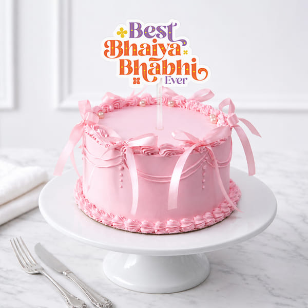 Elegant Vintage Ribbon Cake for Bhaiya Bhabhi