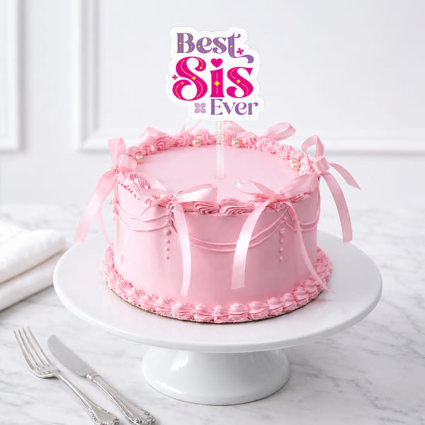Elegant Vintage Ribbon Cake for Sister